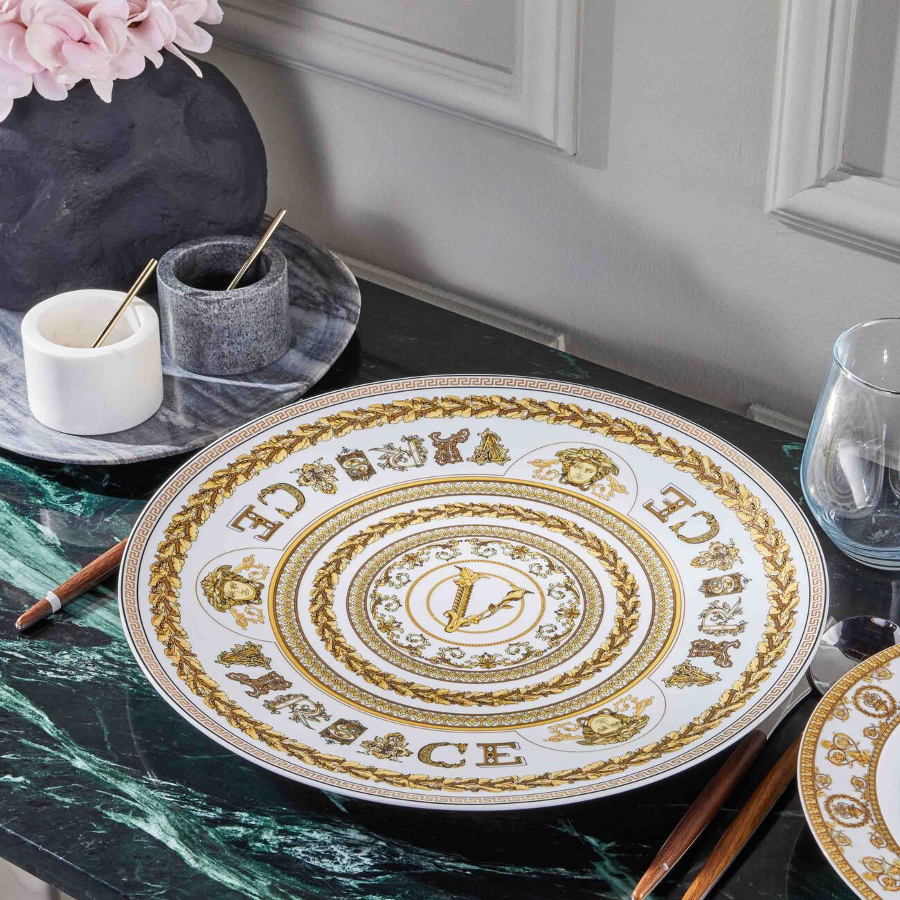 versace virtus gala charger plate round white 33cm