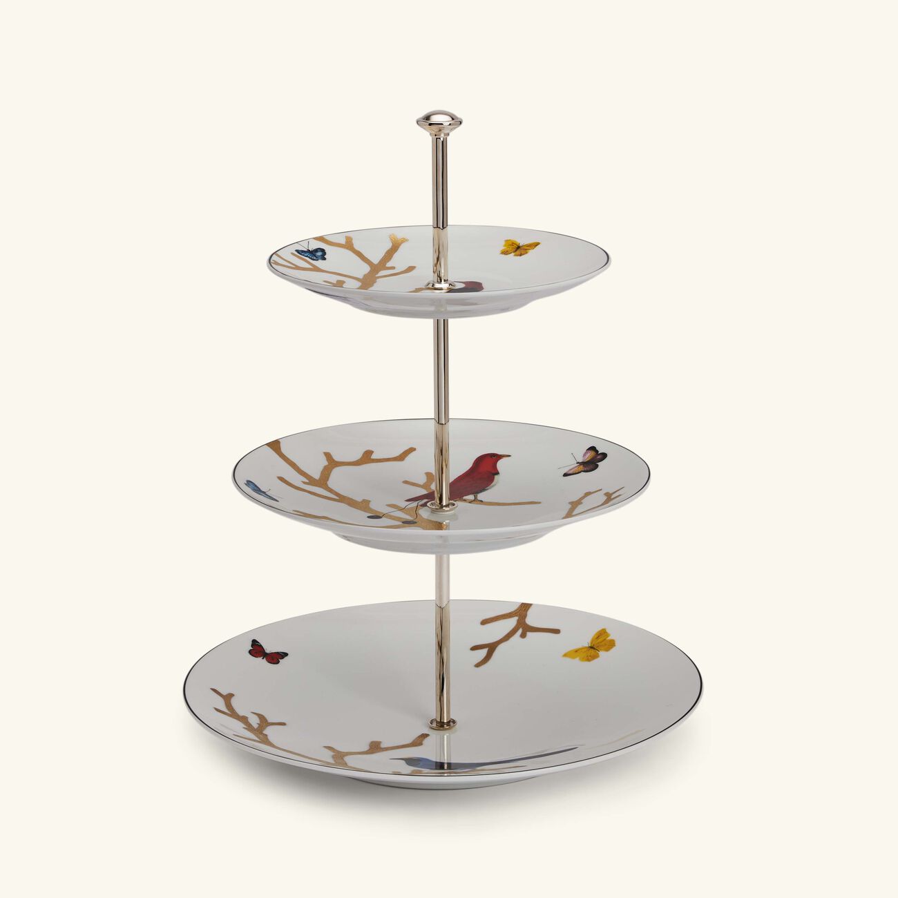 bernardaud aux oiseaux cake stand 3 tier gold
