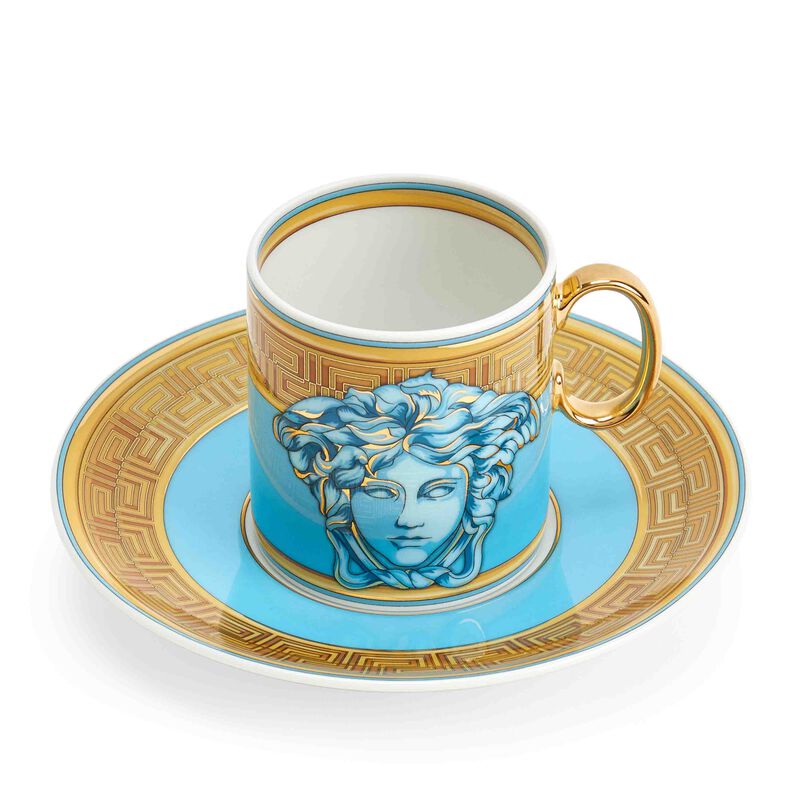 Blue Coin Cup & Saucer, large
