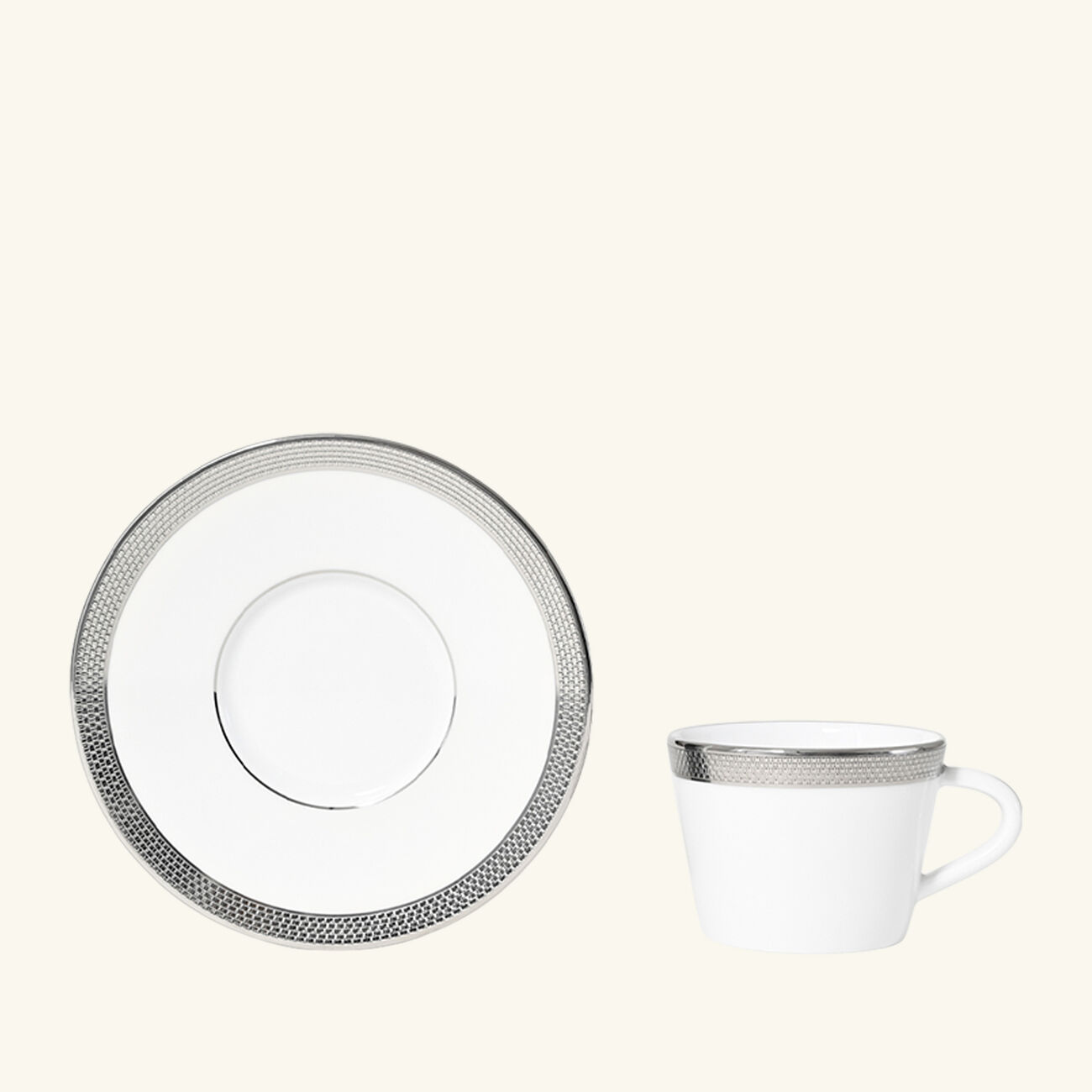 bernardaud maille platine moka coffee cup   saucer set of 4 white