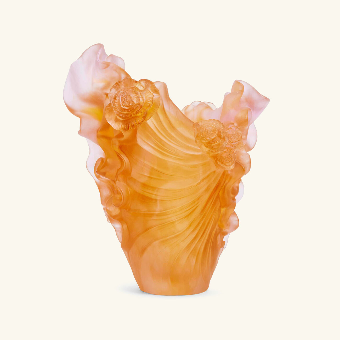 Rose Royale Vase Medium Orange Limited Edition daum rose royale vase medium orange limited edition