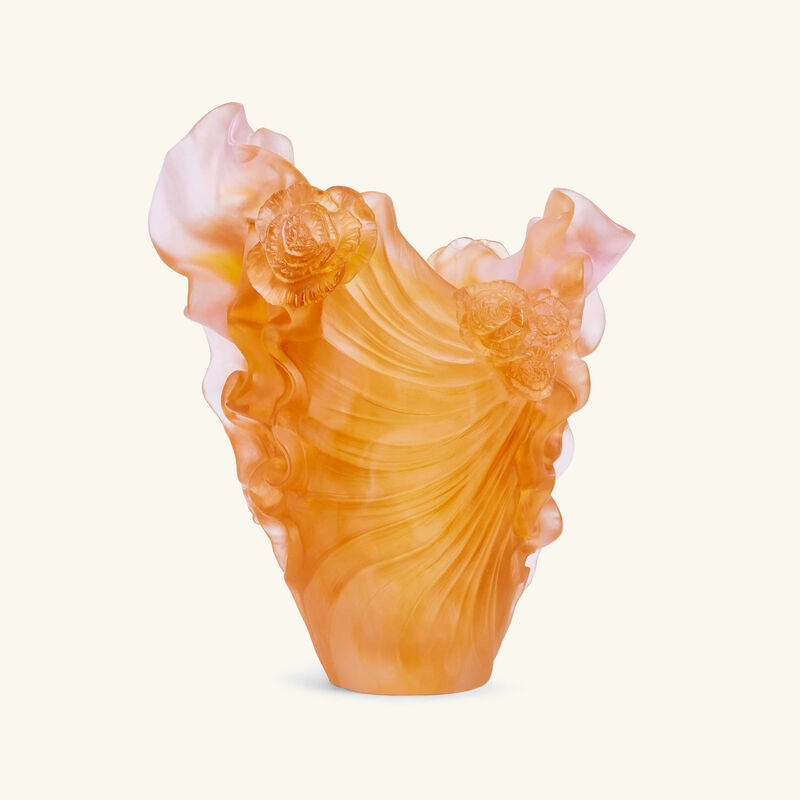 Rose Royale Vase Medium Orange Limited Edition daum rose royale vase medium orange limited edition