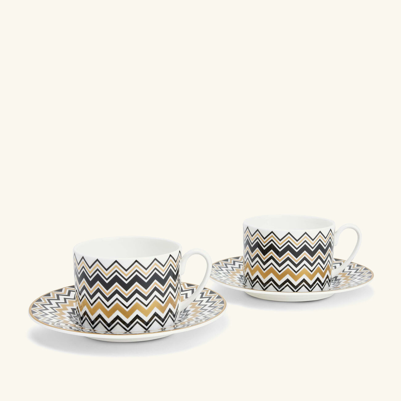 missoni home zig zag gold  tea cup   saucer pattern