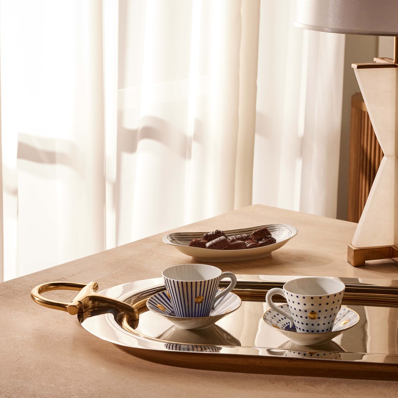 bernardaud delphos et knossos tea cup   saucer blue set of 2