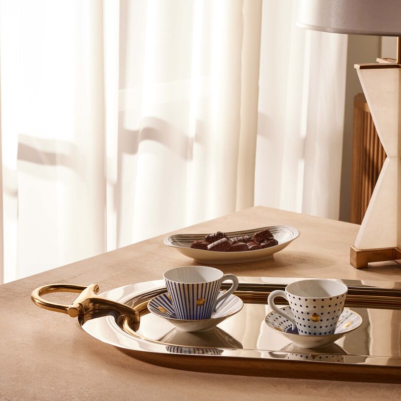 bernardaud delphos et knossos tea cup   saucer blue set of 2