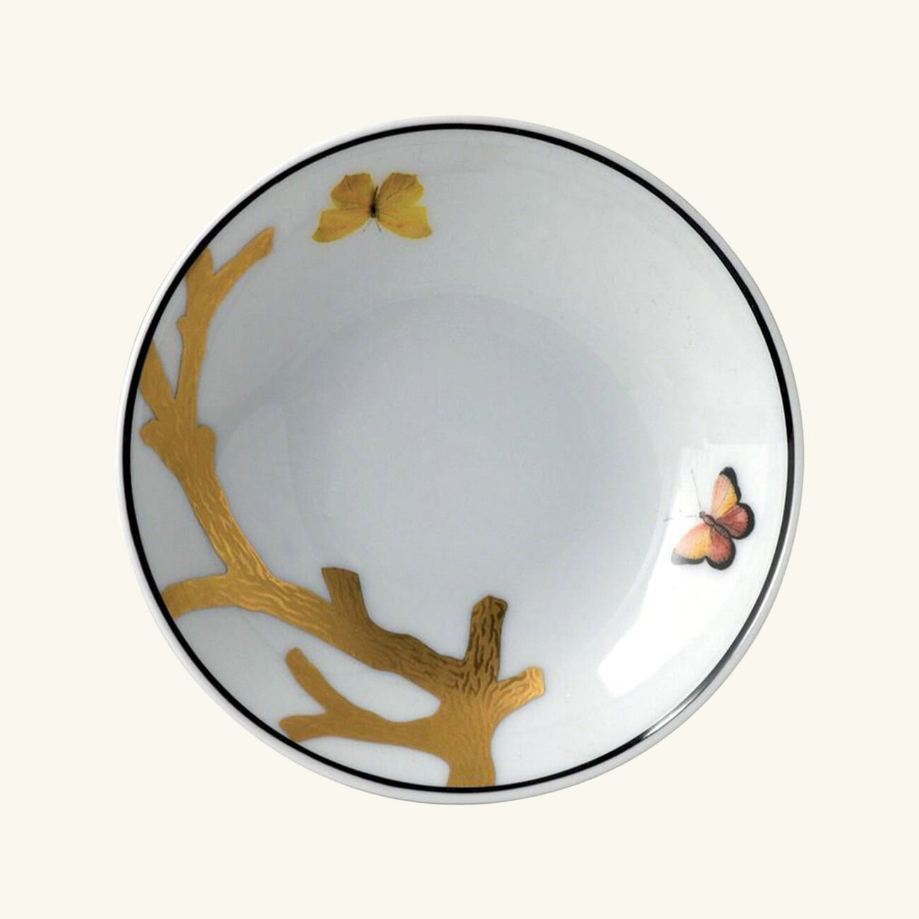 bernardaud aux oiseaux serving bowl gold 10cm