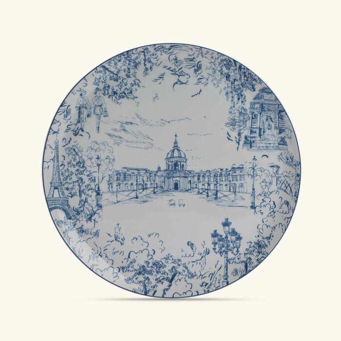 bernardaud tout paris serving platter round blue 32cm