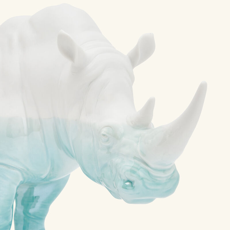 lladro underwater rhino sculpture small white