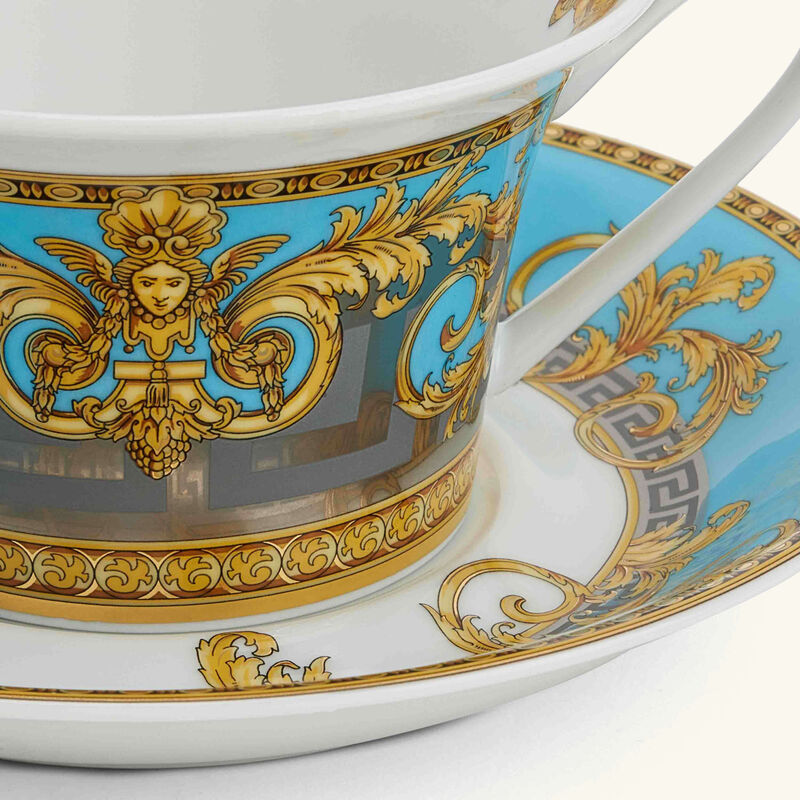 versace prestige gala tea cup   saucer white set of 6
