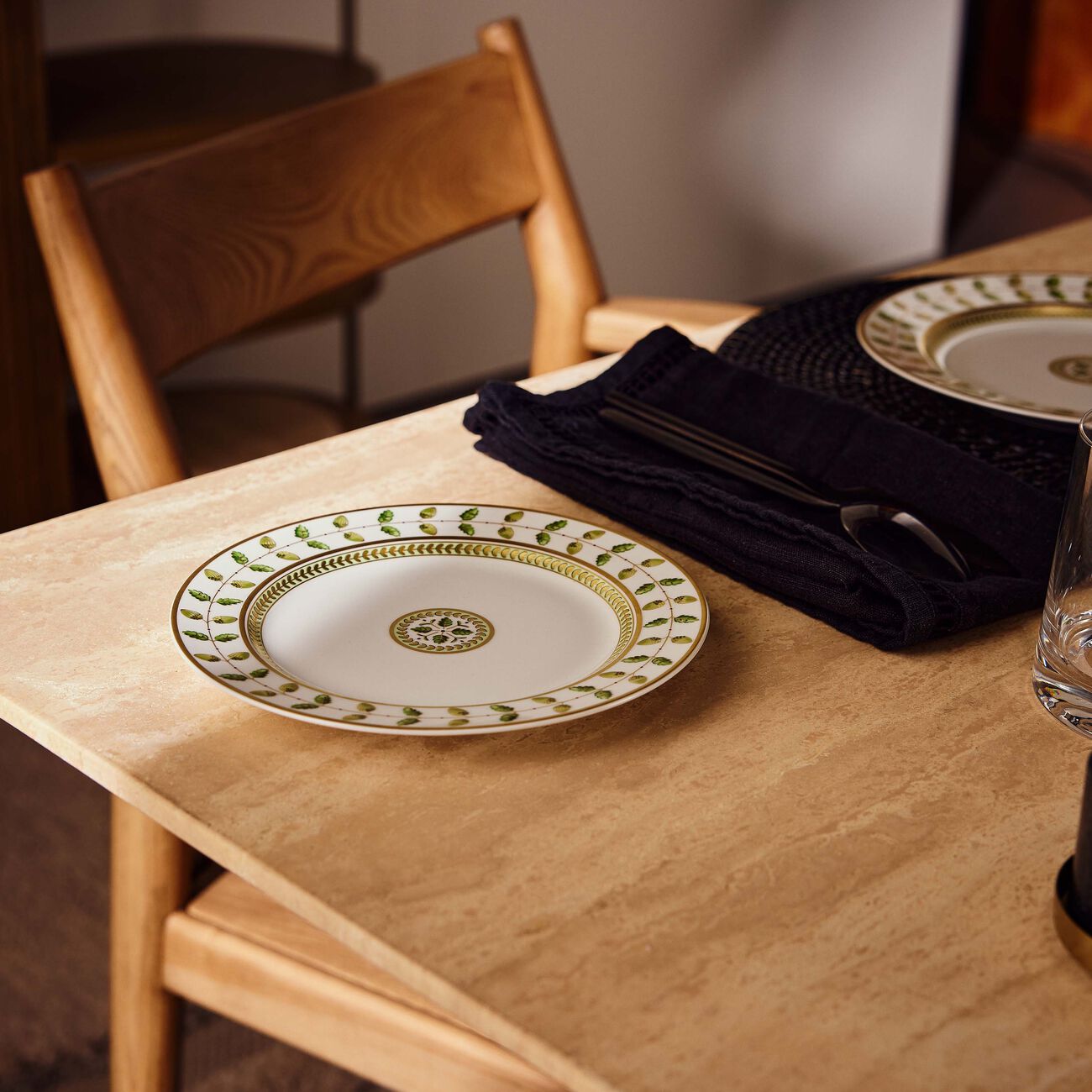 bernardaud constance dessert plate round green 19cm