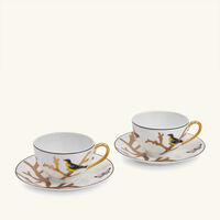 bernardaud aux oiseaux tea cup   saucer gold set of 2