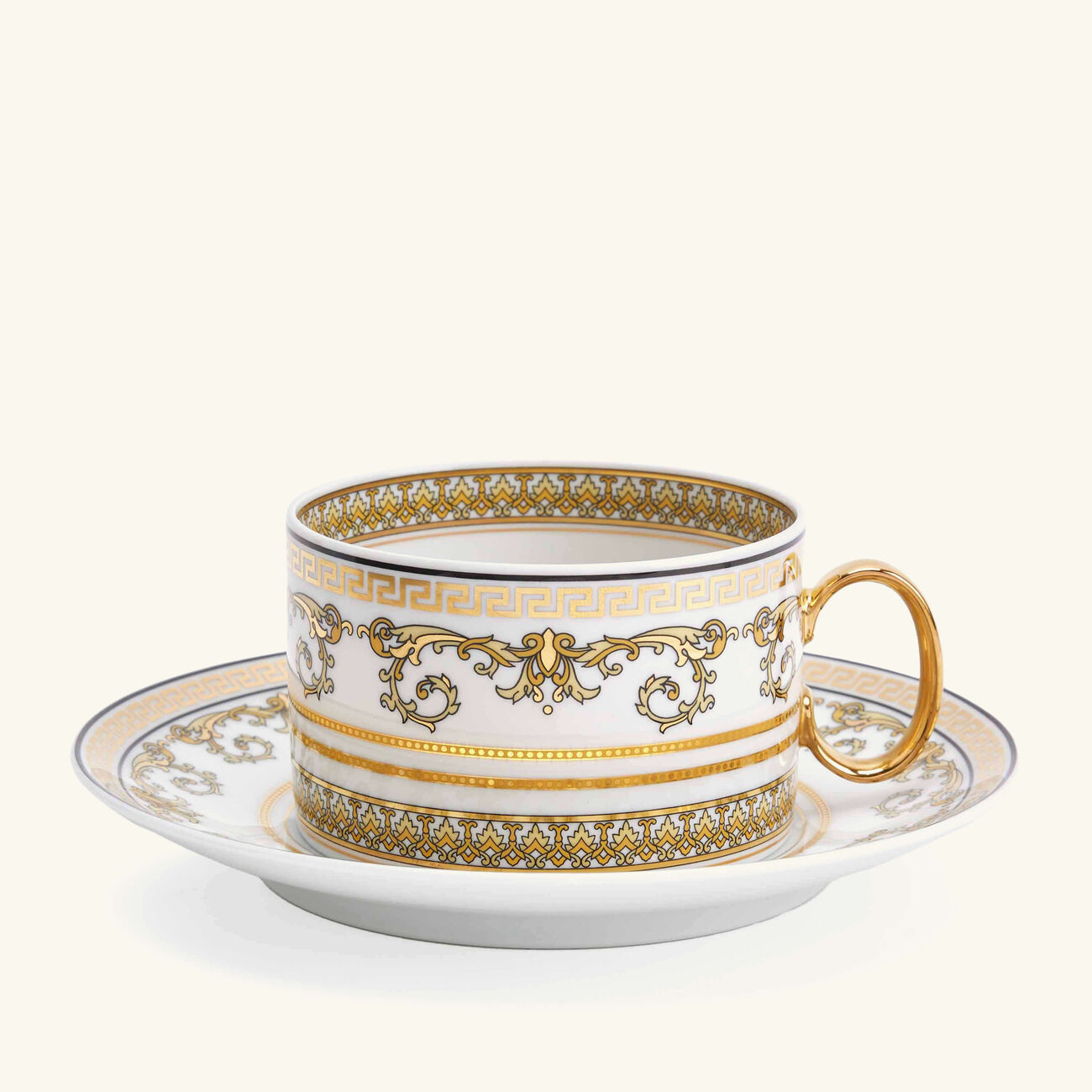 فيرساتشي طقم من 6 فناجين للشاي فيرتوس جالا مع صحونها باللون الأبيض