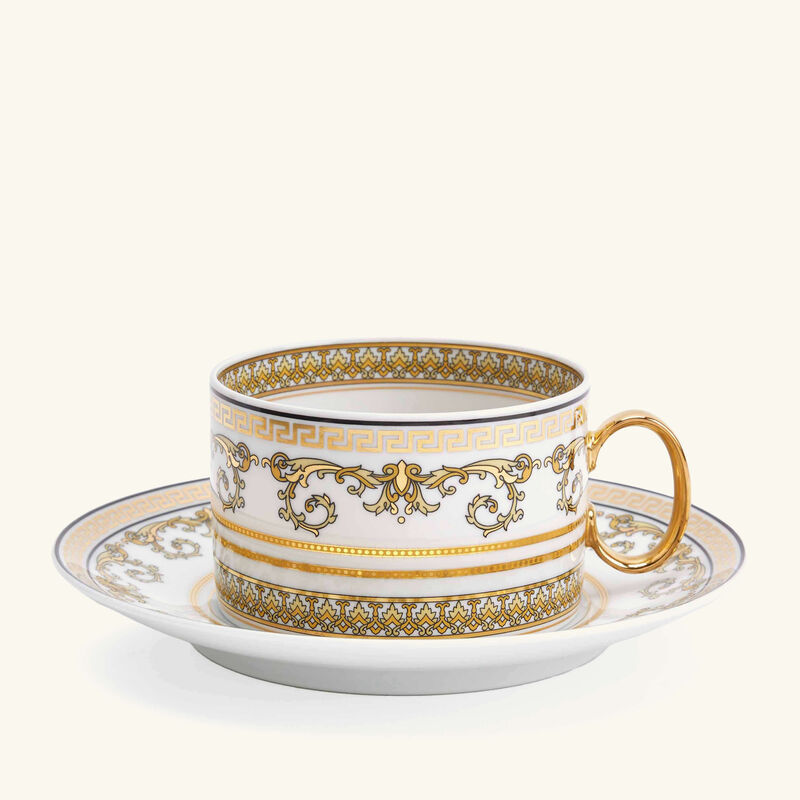 فيرساتشي طقم من 6 فناجين للشاي فيرتوس جالا مع صحونها باللون الأبيض