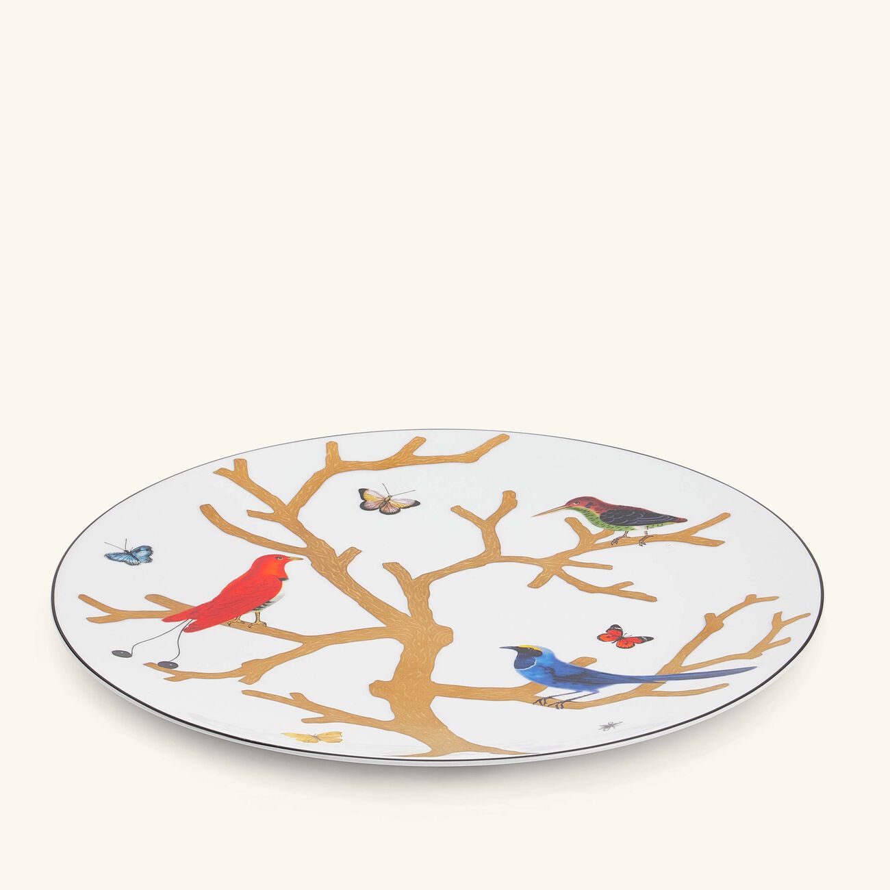 bernardaud aux oiseaux service plate round gold 31cm