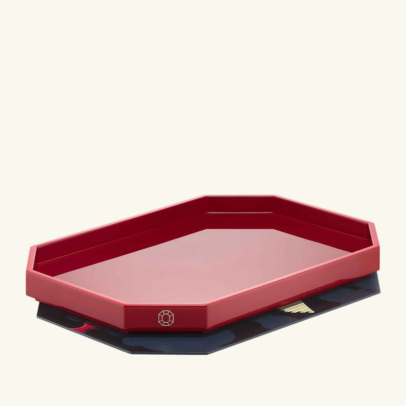 baccarat octogone pegasus serving tray medium red