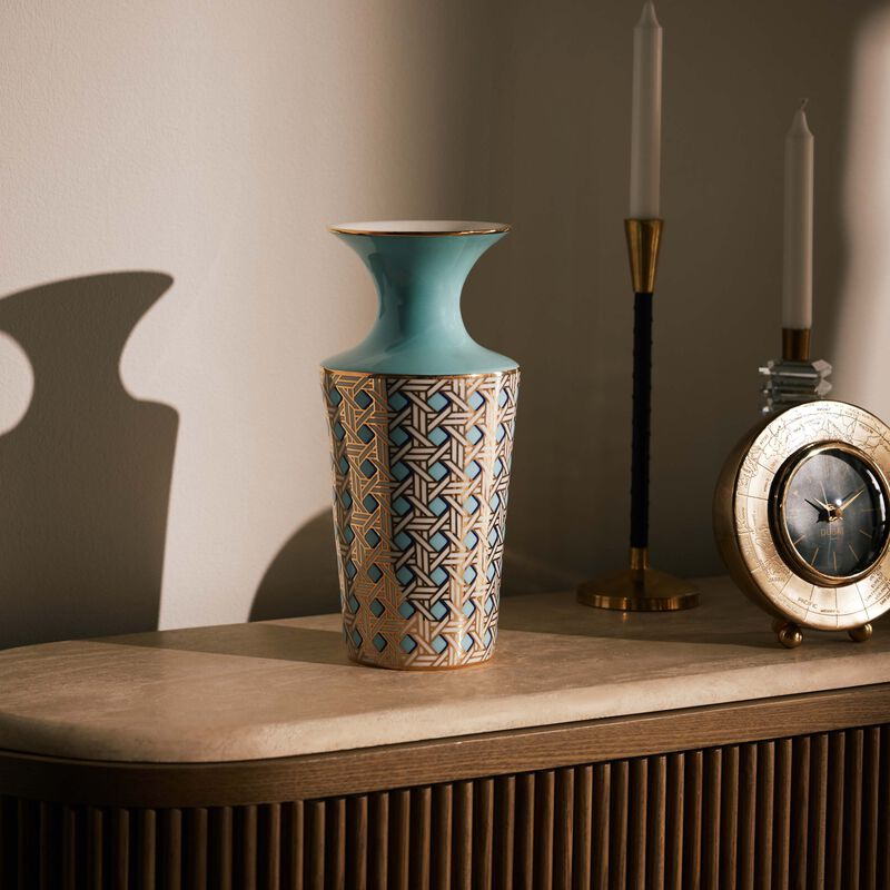 jonathan adler basketweave vase cuff small blue