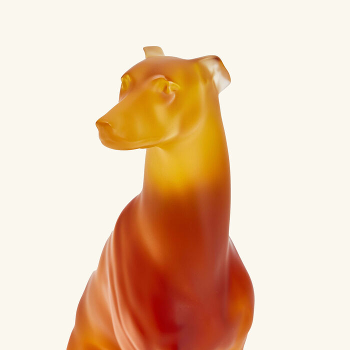 lalique greyhound sculpture medium yellow