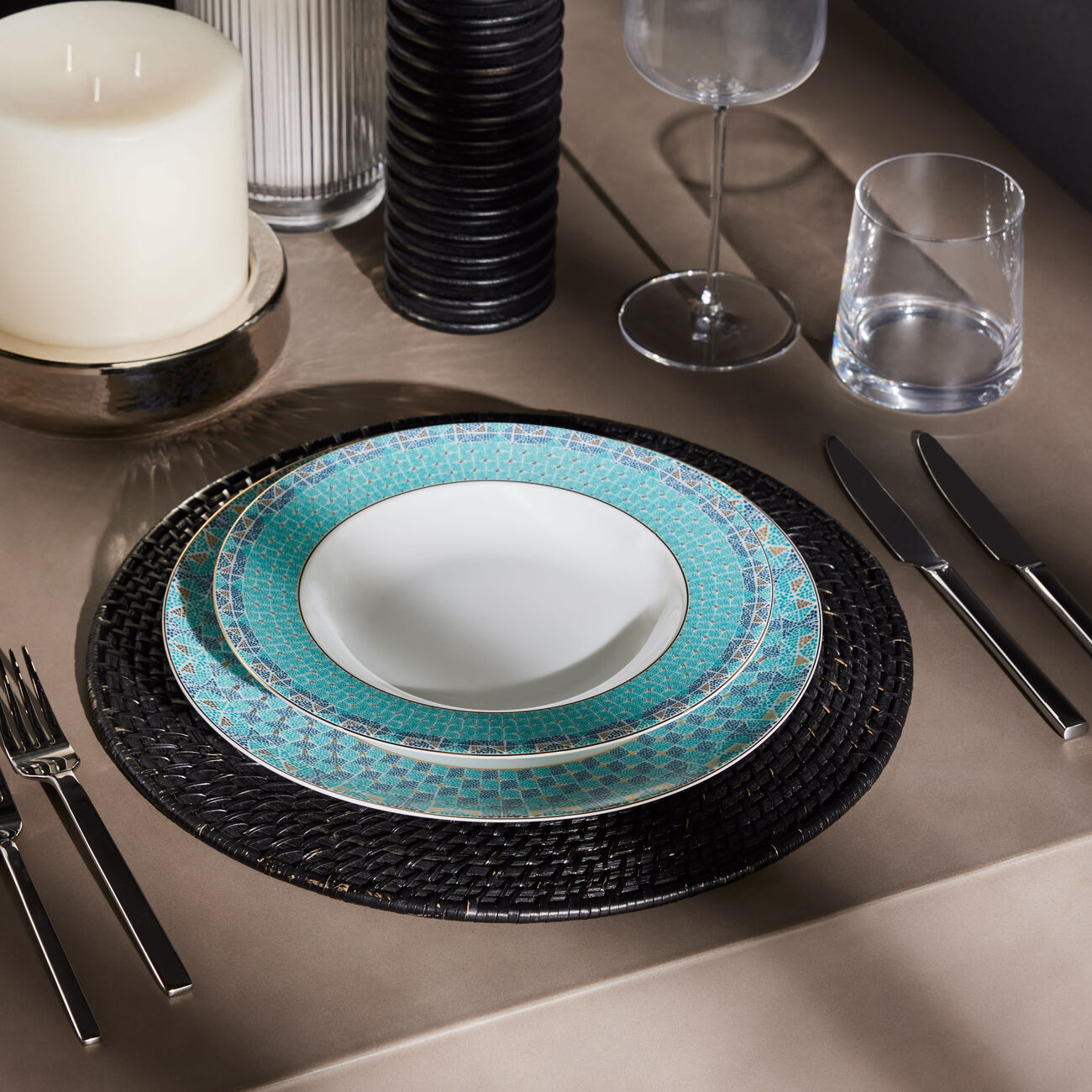 هافيلاند طبق الطعام بورتوفينو دائري أزرق 28 سم