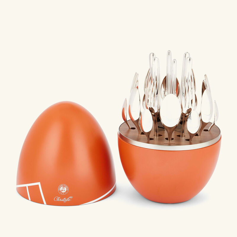 christofle mood roland garros flatware set 24 pieces orange
