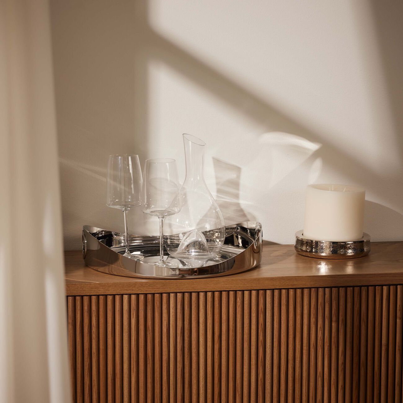 oh de christofle serving tray round large stainless steel