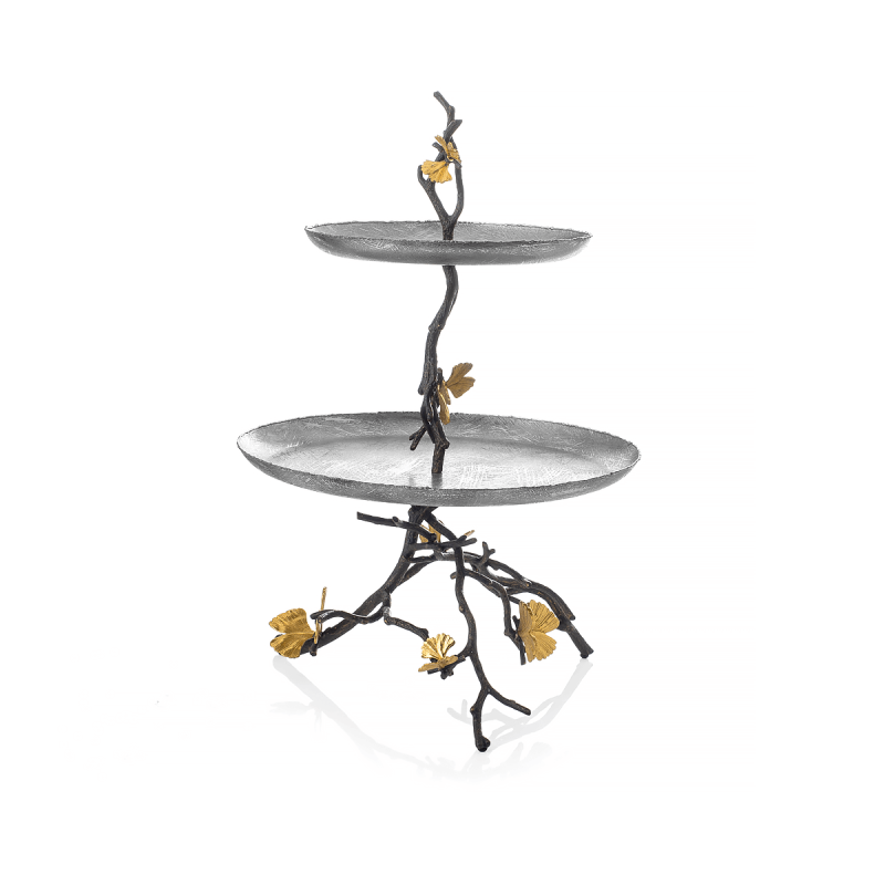Butterfly Ginkgo Two-Tier Etagere, large