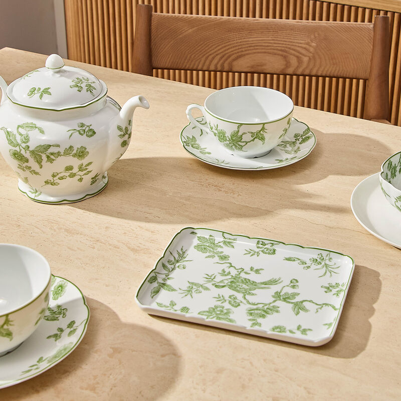 Albertine Tea Cup & Saucer Set Of 2 Green bernardaud albertine tea cup saucer set of 2 green