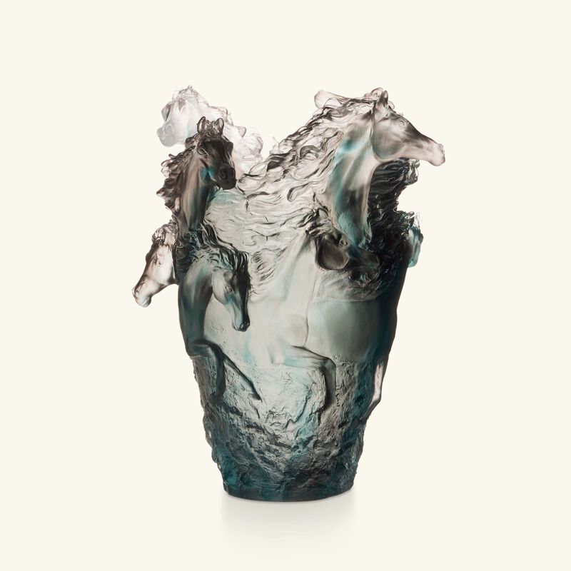 daum horses vase medium grey limited edition