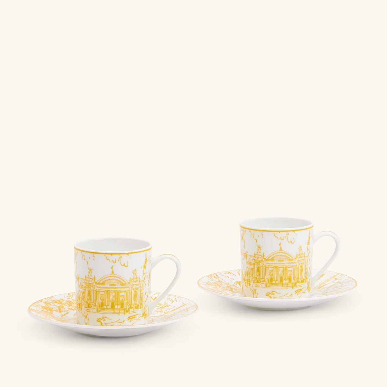 bernardaud tout paris coffee cup   saucer yellow set of 2