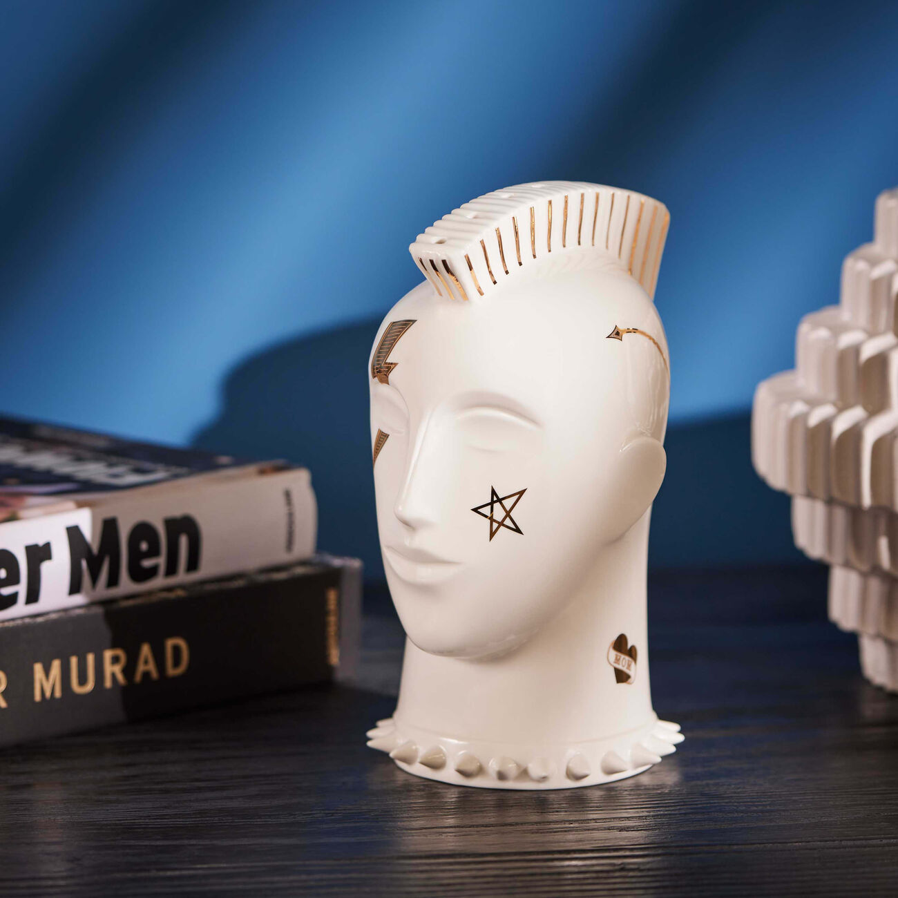 Gilded Mohawk Lollipop Holder White jonathan adler gilded mohawk lollipop holder white