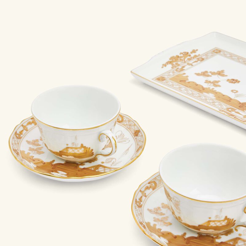 Oriente Italiano Tea Set with Tray Gold 5 pieces ginori 1735 oriente italiano tea set with tray gold 5 pieces