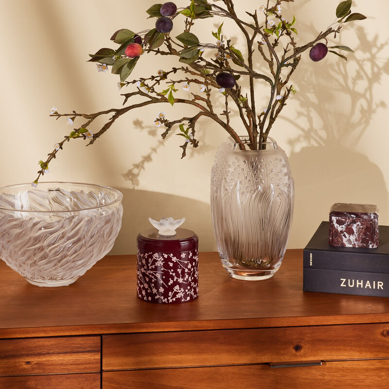 لاليك صندوق فلور دو سيريزييه كبير الحجم برغندي