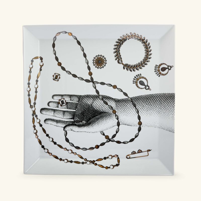 fornasetti gioielli trinket tray square white