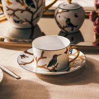 Aux Oiseaux Cup & Saucer Gold Set Of 2 bernardaud aux oiseaux cup saucer gold set of 2
