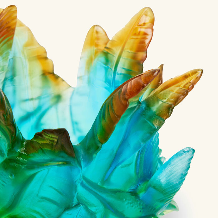 daum colibri borneo tropical vase small blue