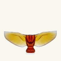 lalique barn owl sculpture small yellow