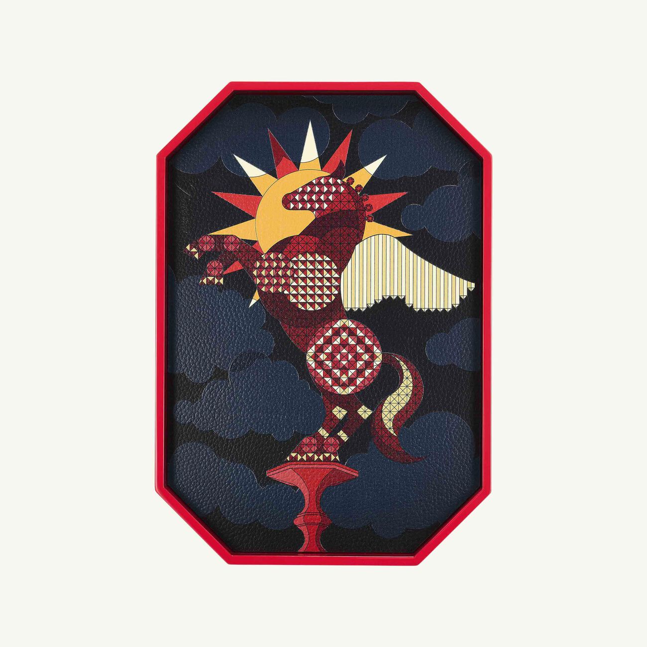 baccarat octogone pegasus serving tray medium red