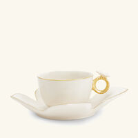 فنجان الشاي باترفلاي مع صحنه أبيض فيلاري فنجان الشاي باترفلاي مع صحنه أبيض