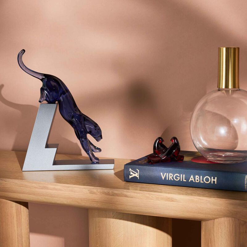 baccarat panther the leap sculpture medium blue