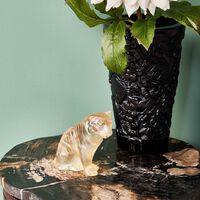 lalique sitting tiger sculpture small gold