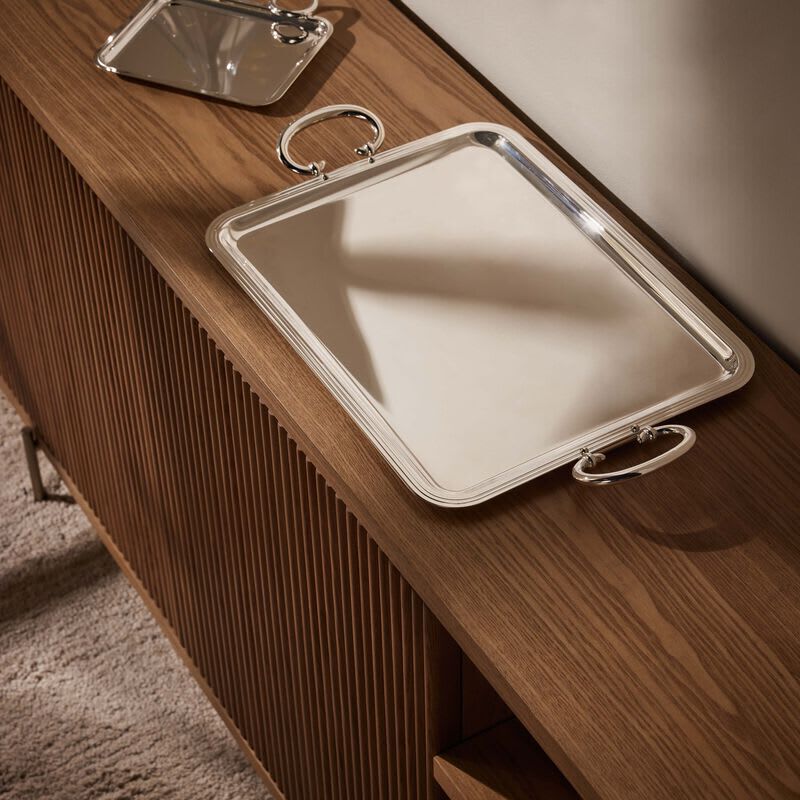 كريستوفل صينية الضيافة آلبي مستطيلة كبيرة مطلية بالفضة مع مقبضين