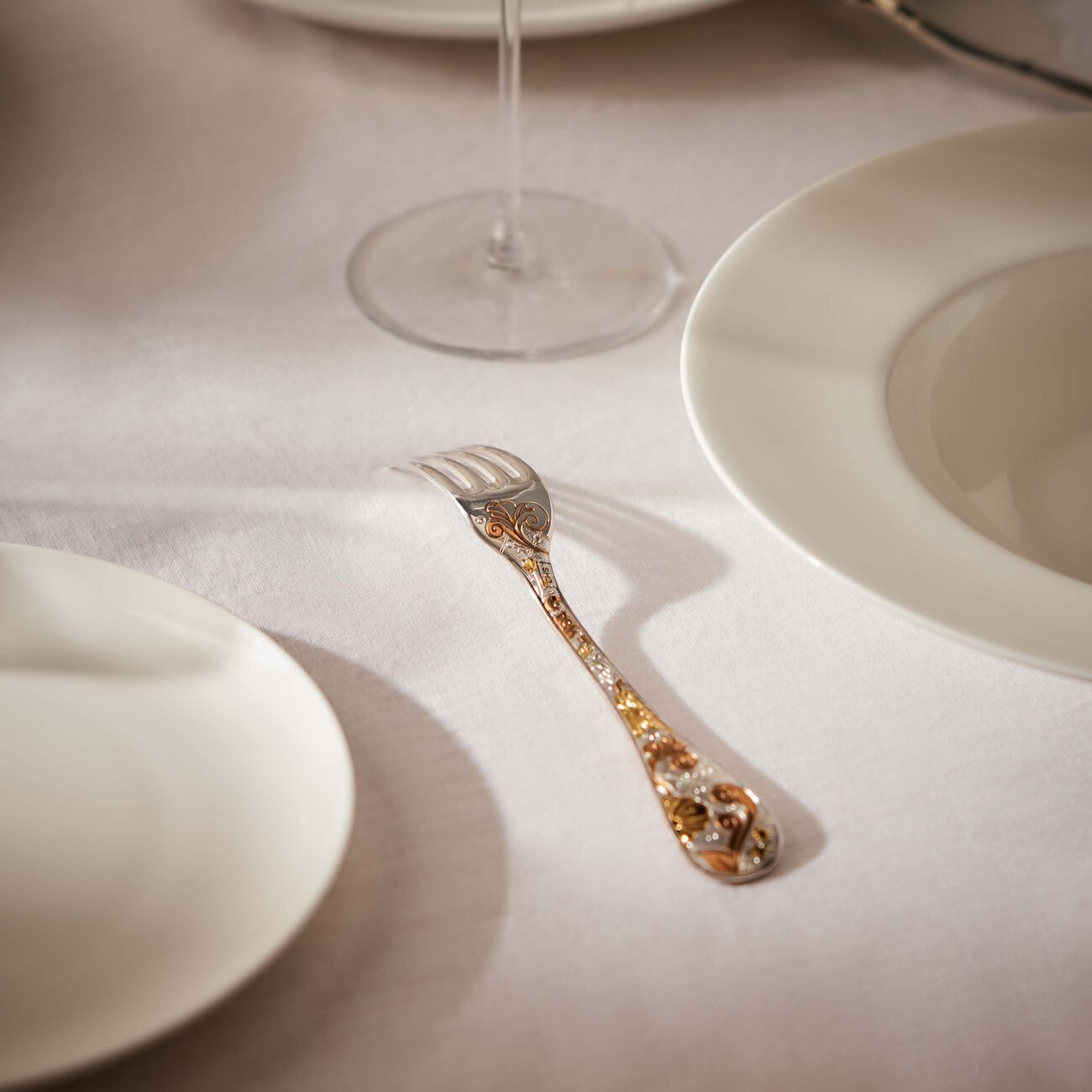 Jardin D'Eden Fork Silver Plated Gold christofle jardin d eden fork silver plated gold