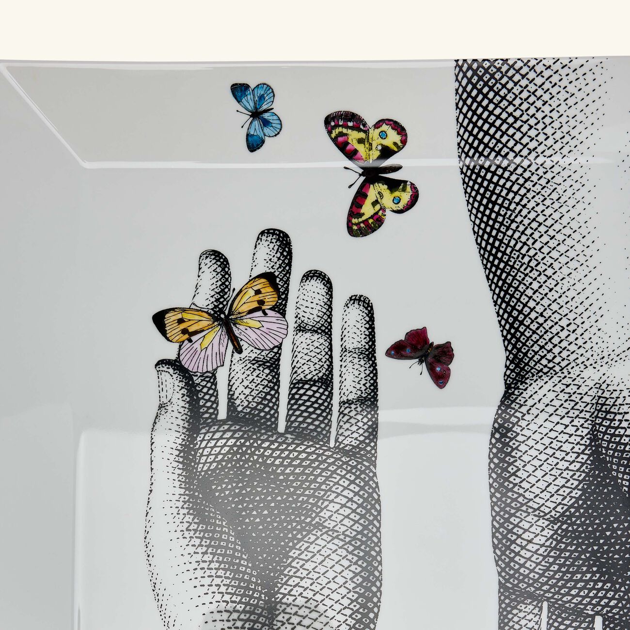 fornasetti mani e farfalle trinket tray square white