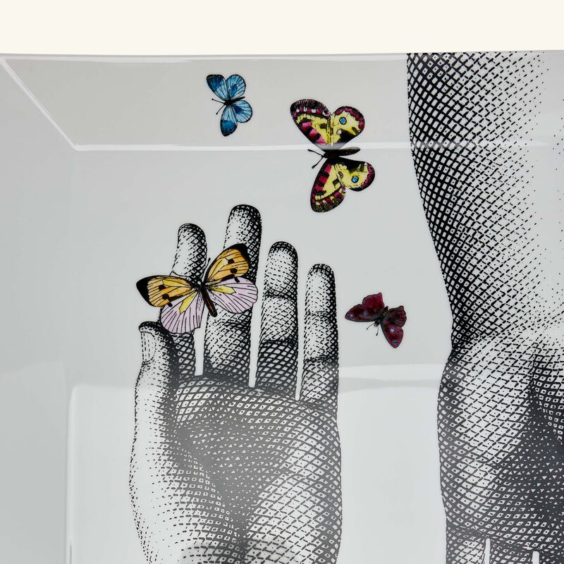 fornasetti mani e farfalle trinket tray square white