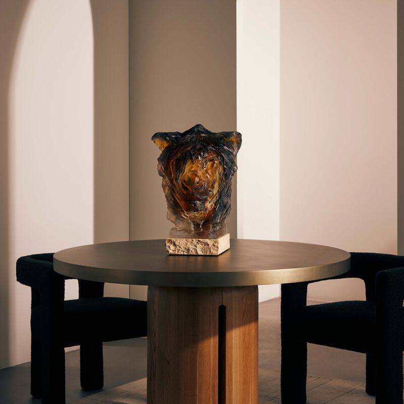 Lion Head Sculpture Large Brown daum lion head sculpture large brown