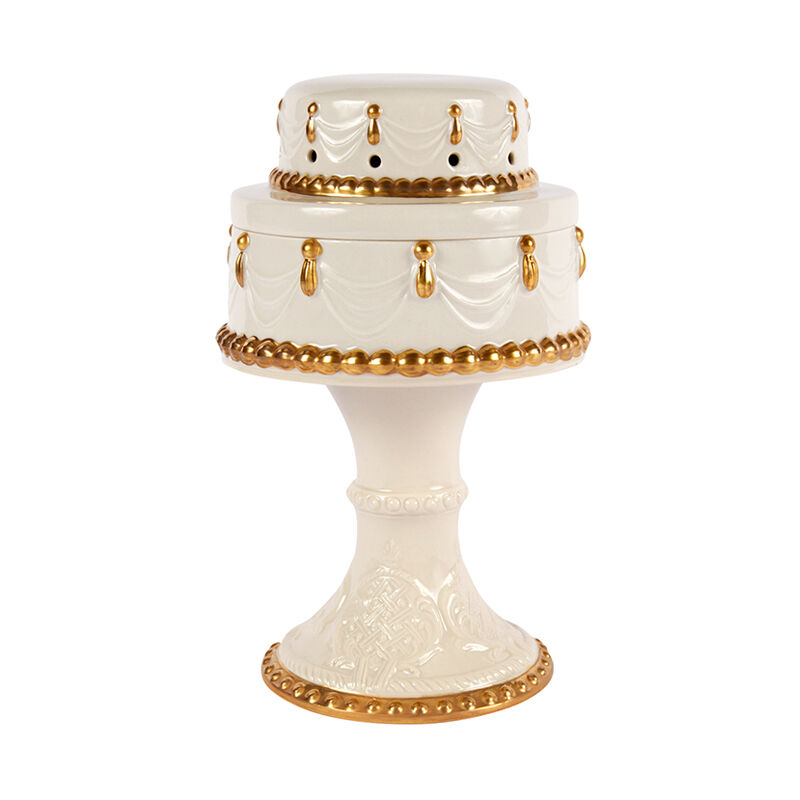 مبخرة شانتيلي بتصميم كعكة من طابقين ونمط مستوحى من مدينة باريس - لون أبيض وذهبي, large