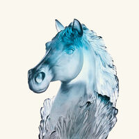 daum cavalcade chess knight sculpture blue limited edition