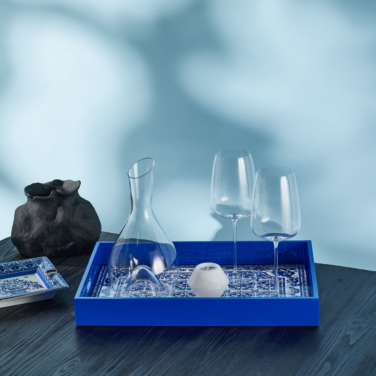 دولتشي أند غابانا كازا صينية بلو ميديترانيو مستطيلة كبيرة زرقاء