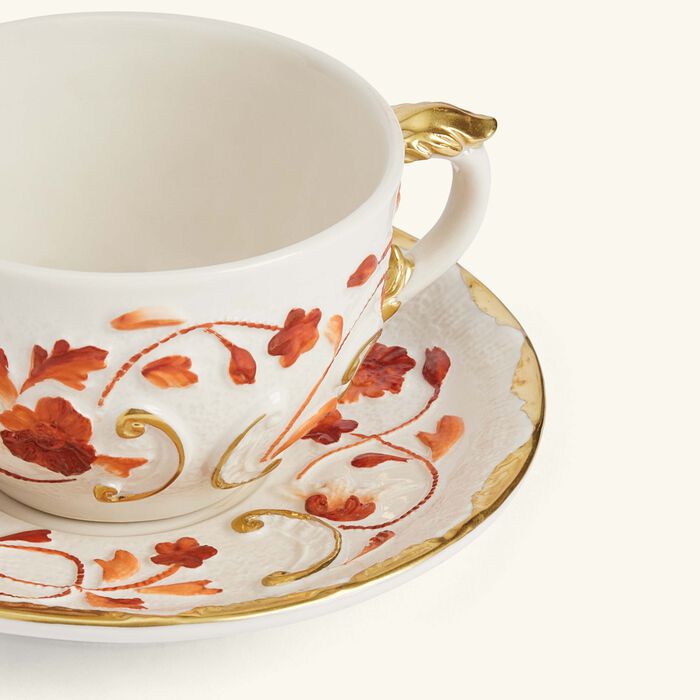 villari taormina tea cup   saucer red