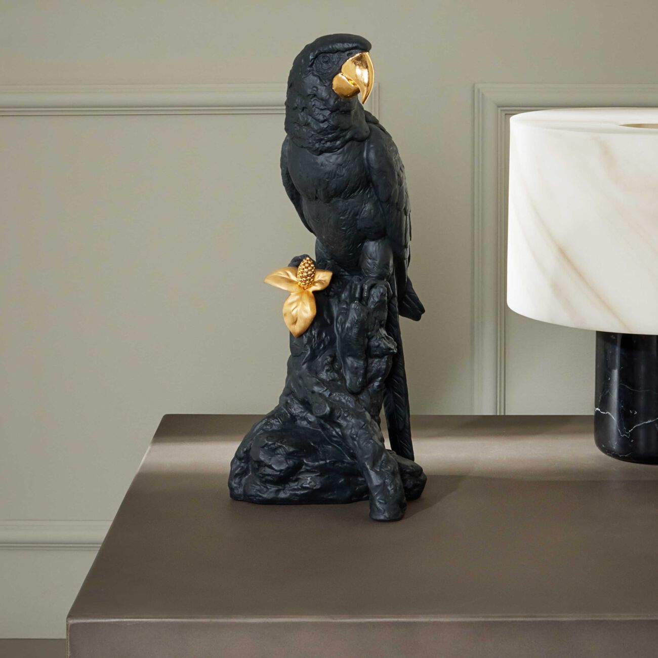 Macaw Bird Sculpture Large Black lladro macaw bird sculpture large black