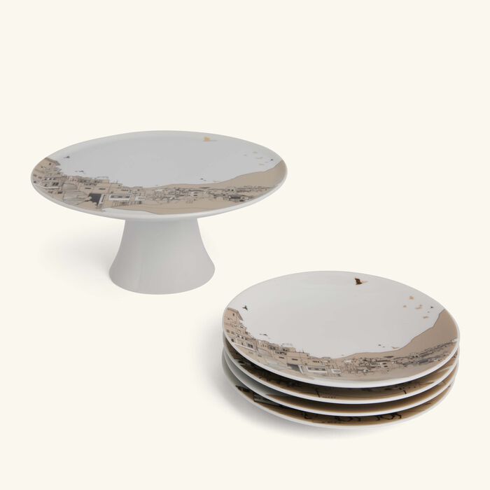 Naseem Cake Stand & Dessert Plate Set Of 4 silsal naseem cake stand dessert plate set of 4